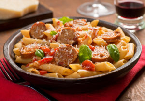 Apple Pasta with Kielbasa and Hot Pepper Olive Oil Recipe