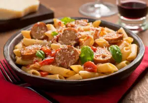 Apple Pasta with Kielbasa and Hot Pepper Olive Oil Recipe