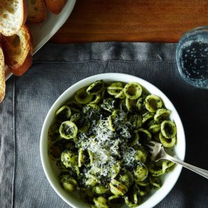 Arugula Pesto Orecchiette with Garlic Olive Oil Recipe