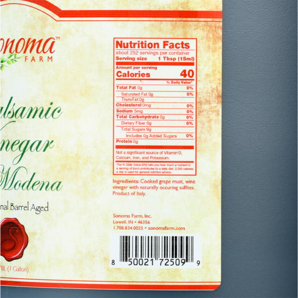 Balsamic Vinegar | <b>Bulk</b> | Traditionally Barrel Aged | 1 Gallon / 3.8 Liter