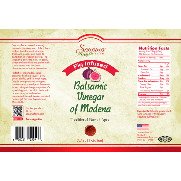 Balsamic Vinegar | Flavor Infused | <b>Fig</b> | 1 Gallon / 3.8 Liters