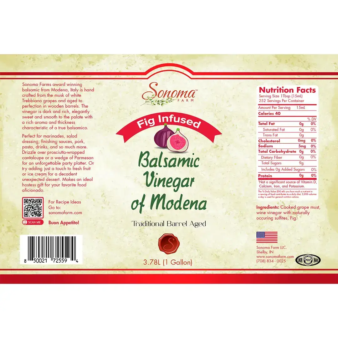 Balsamic Vinegar | Flavor Infused | <b>Fig</b> | 1 Gallon / 3.8 Liters