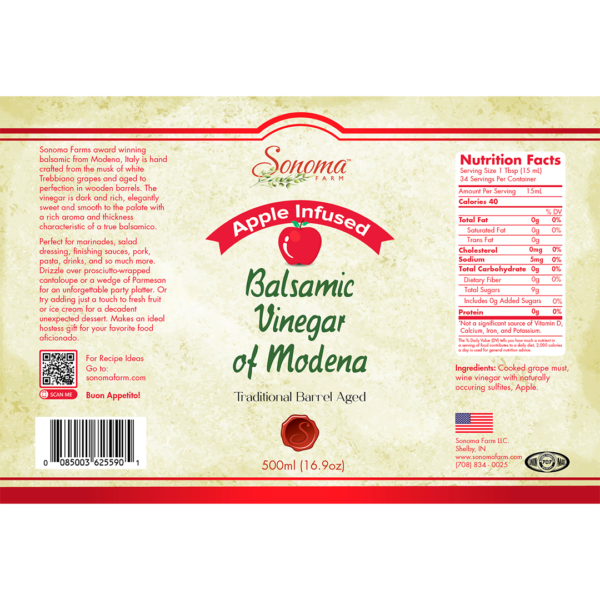 Balsamic Vinegar | Flavor Infused | <b>Apple</b> | 1 Gallon / 3.8 Liter