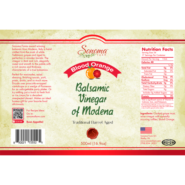 Balsamic Vinegar | Flavor Infused | <b>Blood Orange</b> | 1 Gallon / 3.8 Liter