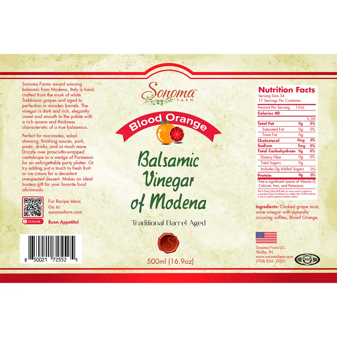 Balsamic Vinegar | Flavor Infused | <b>Blood Orange</b> | All Sizes