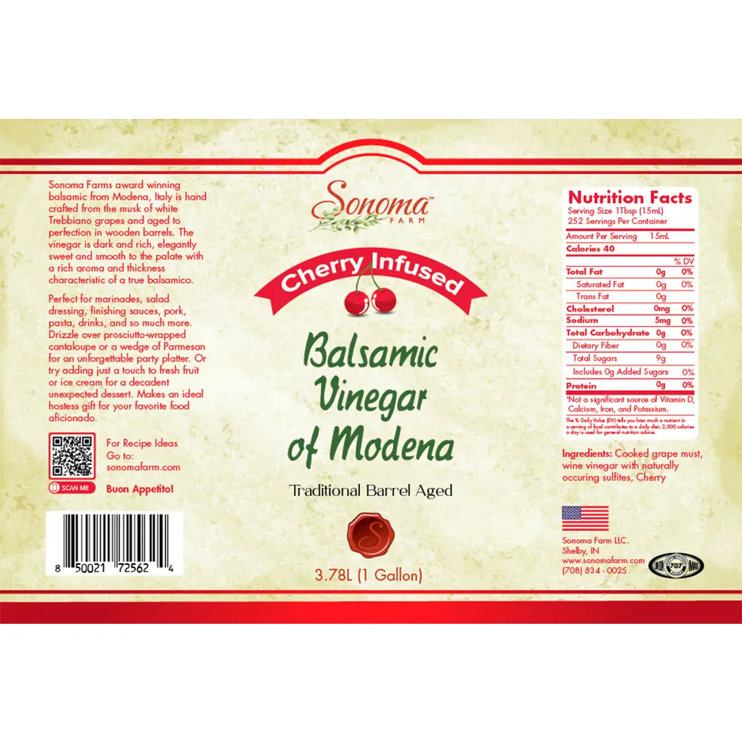 Balsamic Vinegar | Flavor Infused | <b>Cherry</b> | 1 Gallon / 3.8 Liter