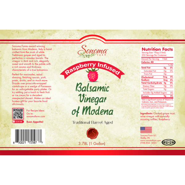 Balsamic Vinegar | Flavor Infused | <b>Raspberry</b> | 1 Gallon / 3.8 Liters