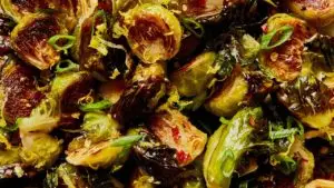 Caramelizes Garlic Brussels Sprouts with Lemon Oil Recipe