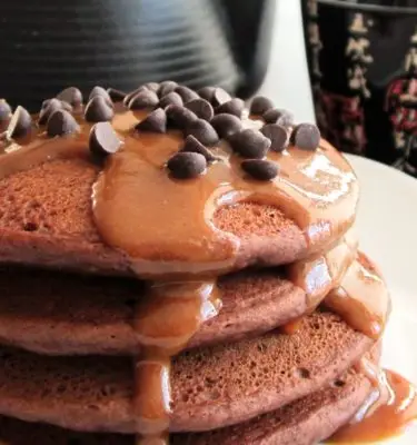 Chocolate Balsamic  Pancakes with Peanut Butter Sauce Recipe
