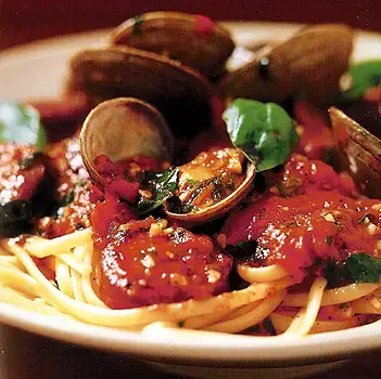 Clams with Vodka, Red Wine, Italian Sausage  Red Sauce with Organic Extra Virgin Olive Oil Recipe