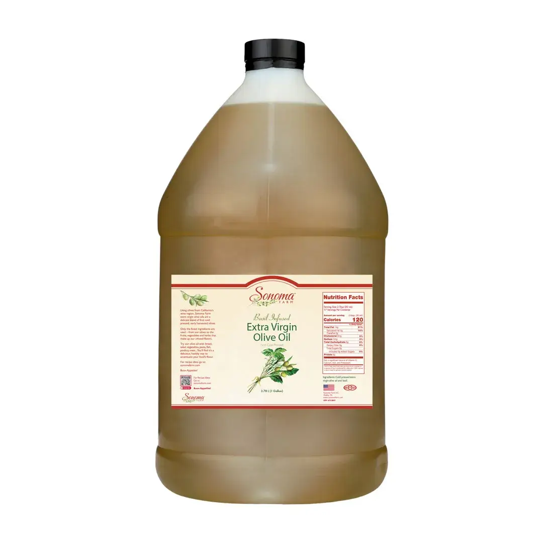 1 Gallon Jug of Basil Extra Virgin Olive Oil
