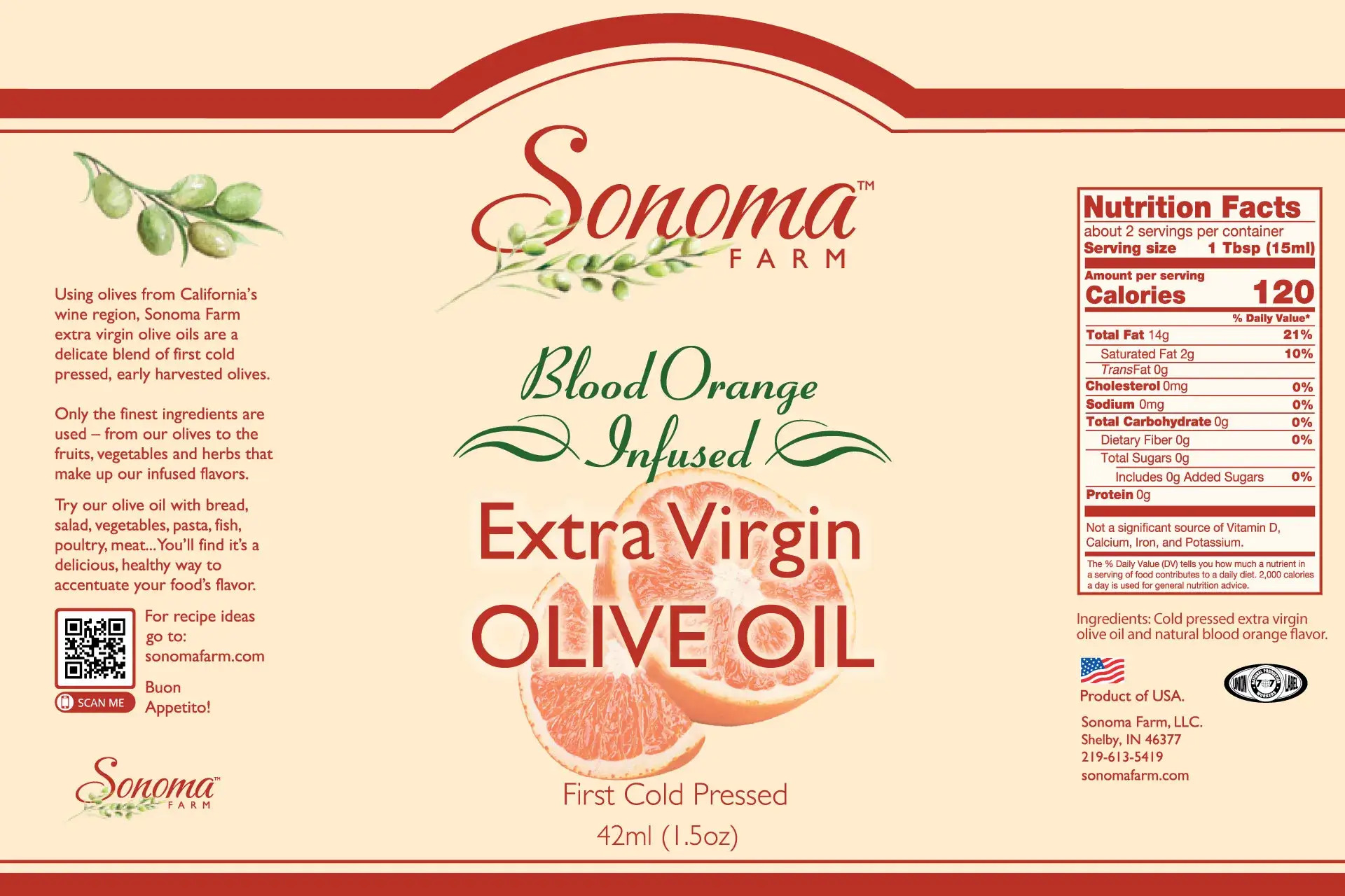 Blood Orange infused extra virgin olive oil - Sample 42mL