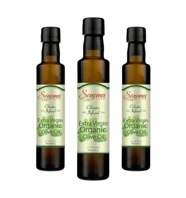 Three Pack of Organic Cilantro Extra Virgin Olive Oil - 500 mL Bottles