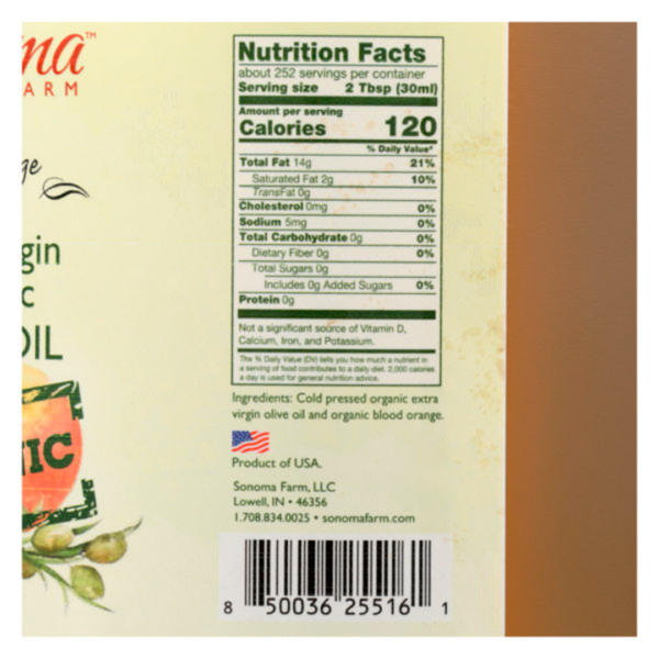 Infused Extra Virgin Olive Oil | <b>Blood Orange - Organic</b>  | 1 Gallon / 3.8 Liter
