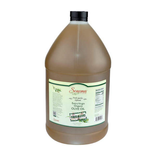 Infused Extra Virgin Olive Oil | <b>Organic Garlic</b> | 1 Gallon / 3.8 Liter