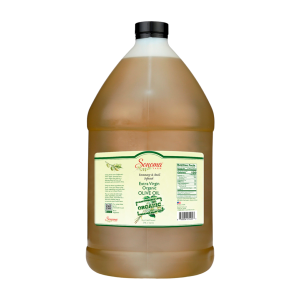 Infused Extra Virgin Olive Oil | <b>Rosemary / Basil - Organic</b> | 1 Gallon / 3.8 Liter