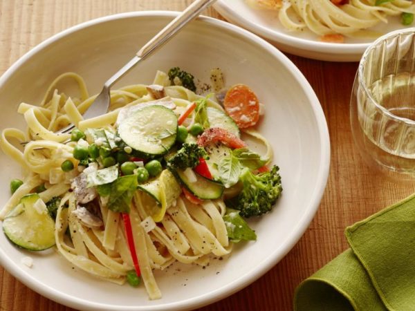 Farmers Market Pasta Primavera Made with Organic Olive Oil Recipe