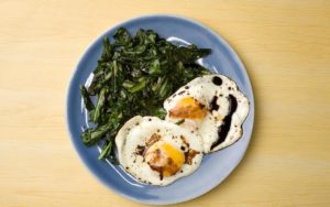 Fried Eggs With Wilted Greens and Balsamic Recipe