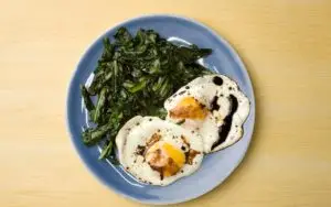 Fried Eggs With Wilted Greens and Balsamic Recipe