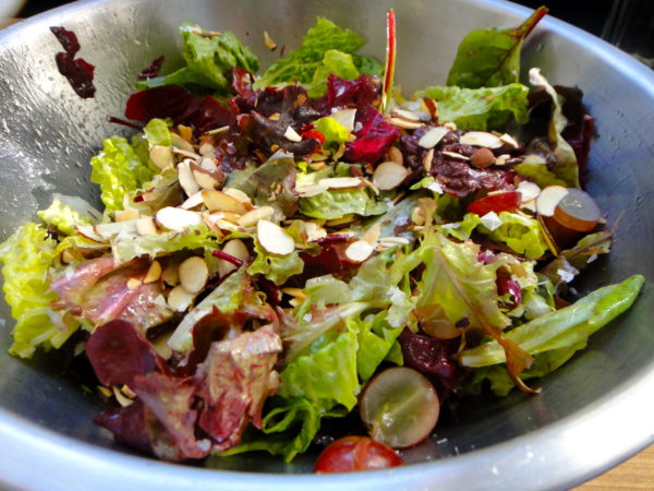 Garlic Olive Oil, Almond and Grape Mixed Greens Salad Recipe