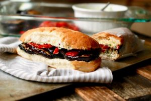 Grilled Eggplant and Pepper Sandwich With Blood Orange Olive Oil Recipe