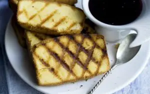 Grilled Pound Cake with Lime Olive Oil Drizzled with Balsamic Recipe