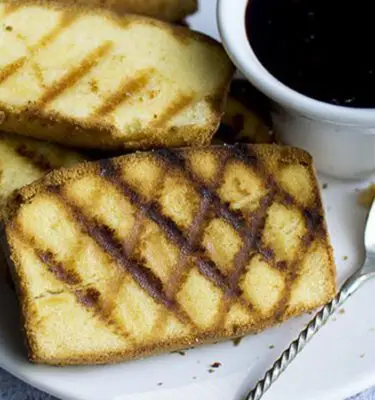 Grilled Pound Cake with Lime Olive Oil Drizzled with Balsamic Recipe
