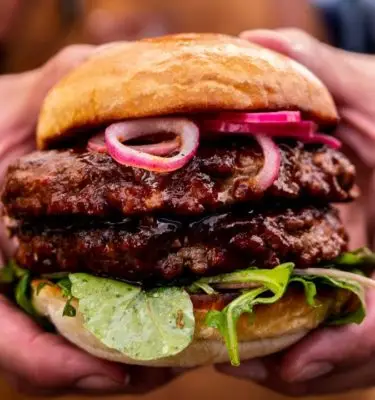 Grilled Spicy Burger with Tex-Mex Candy Jalapenos and Corn Chip Recipe