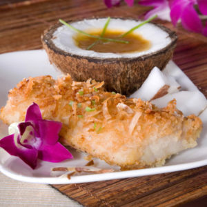 Macadamia Crusted Mahi Mahi with Coconut Balsamic Vinegar Recipe