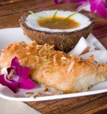 Macadamia Crusted Mahi Mahi with Coconut Balsamic Vinegar Recipe