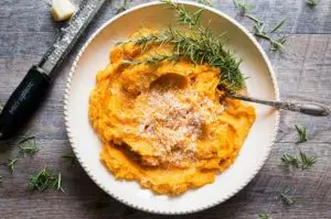 Mashed Sweet Potatoes Parmigiano  and Rosemary Olive Oil Recipe