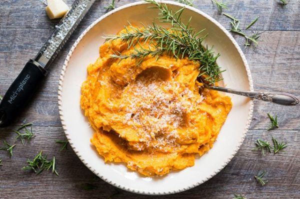 Mashed Sweet Potatoes Parmigiano  and Rosemary Olive Oil Recipe