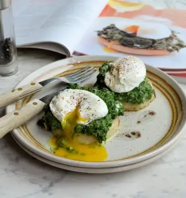 Poached Eggs with Spinach and Sage Rosemary Olive Oil Recipe