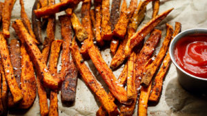 Sweet Potato Fries with Red Pepper Infused Olive Oil