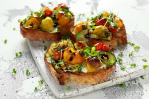 Grilled Tomato with Mascarpone Cheese and Drizzled with Balsamic