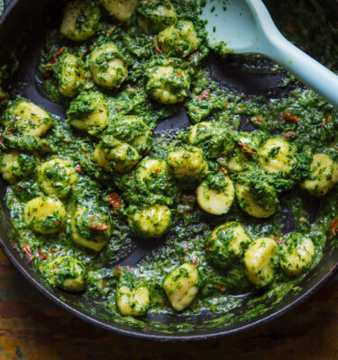 Spinach Pesto Orecchiette with Lemon Olive Oil Recipe