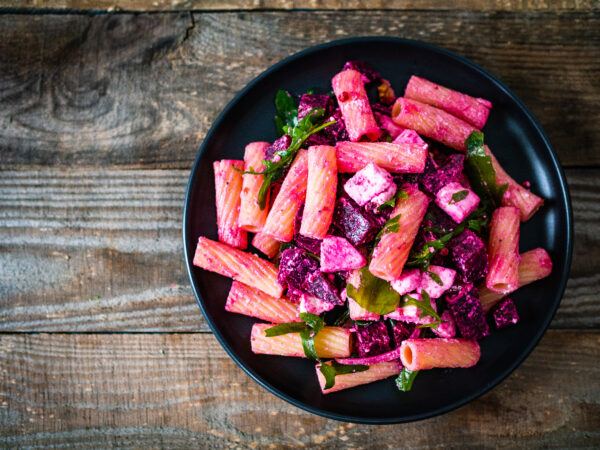 Beet  Feta Pasta with Organic Olive Oil Recipe