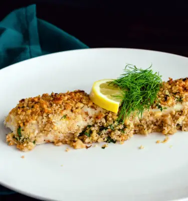 Corn Flake Crusted Halibut with Strawberry Balsamic Greek Yogurt Recipe