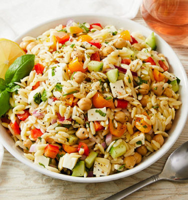 Orzo Pasta Salad Lemon Olive Oil Chickpeas Cherry Tomatoes Recipe