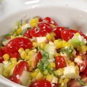 White Balsamic Cucumber Corn Tomato Salad Recipe