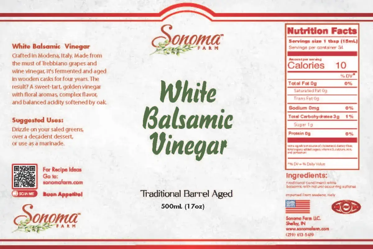 White Balsamic Vinegar - Regular - 500ml - Label