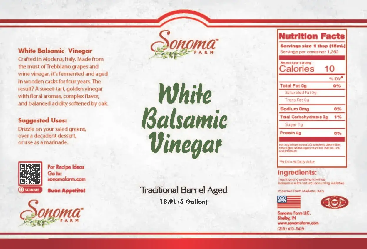 White Balsamic Vinegar - Regular - 5 Gallon
