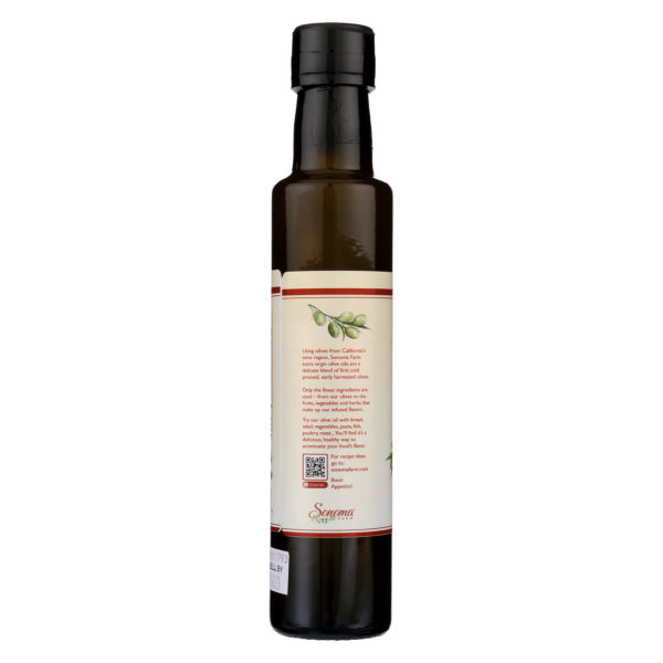 250 ml bottles of Butter Infused Extra Virgin Olive Oil, left side of bottle