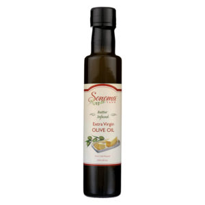 250 ml bottles of Butter Infused Extra Virgin Olive Oil, front of bottle