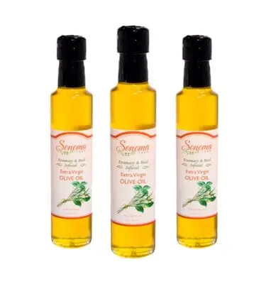 Infused Extra Virgin Olive Oil - Rosemary & Basil - 250 ml bottles 3 pack - front