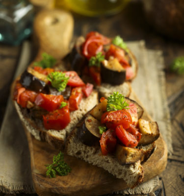 Garlic Olive Oil Grilled Eggplant Bruschetta Recipe