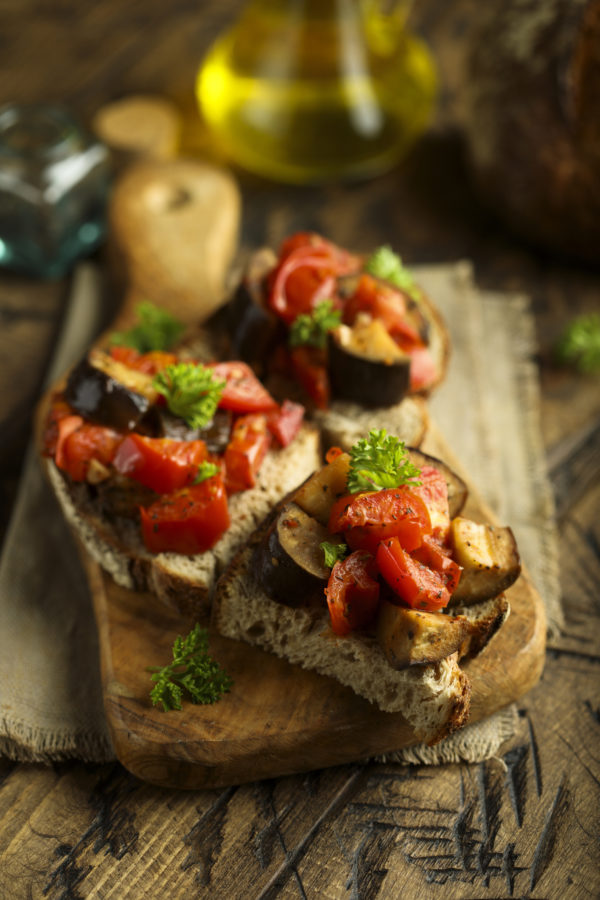 Garlic Olive Oil Grilled Eggplant Bruschetta Recipe