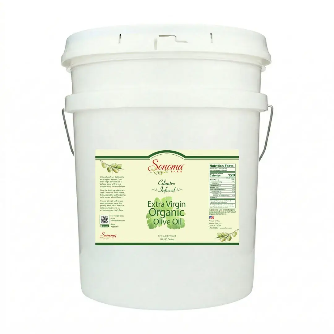 Organic Cilantro infused extra virgin olive oil - 5 gallon pail