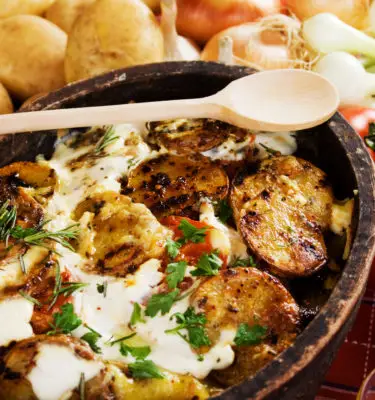 Truffle Oil Baked Potatoes with Greens Recipe