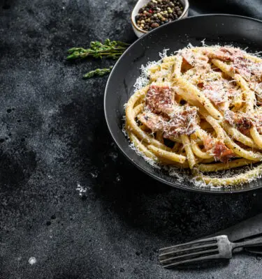 Black Truffle Bacon Bucatini Pasta with Cauliflower Recipe